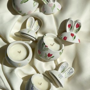 Floral Bunny Candle